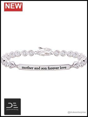 Sterling Silver Mother and Son Forever Love Cubic Zirconia Bracelet